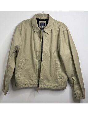 J.CREW Harrington Jacket 100% Cotton Twill Khaki Tan BJ059 Pockets Men's Sz L